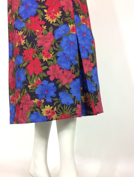 LIBERTY 80s vintage blue red flower print wool sk… - image 9