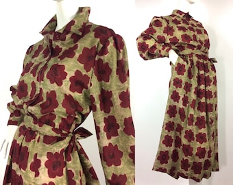 Vestido camisero con girasoles vintage Liberty de los años 80 / años 40 / años 50 / bolsillos / Goodwood / Teadress