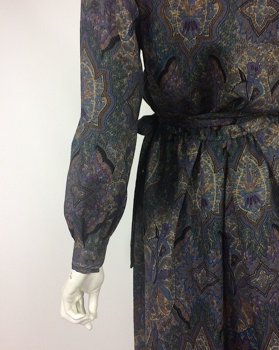 Liberty 80s vintage paisley shirt dress / 40s / 5… - image 8