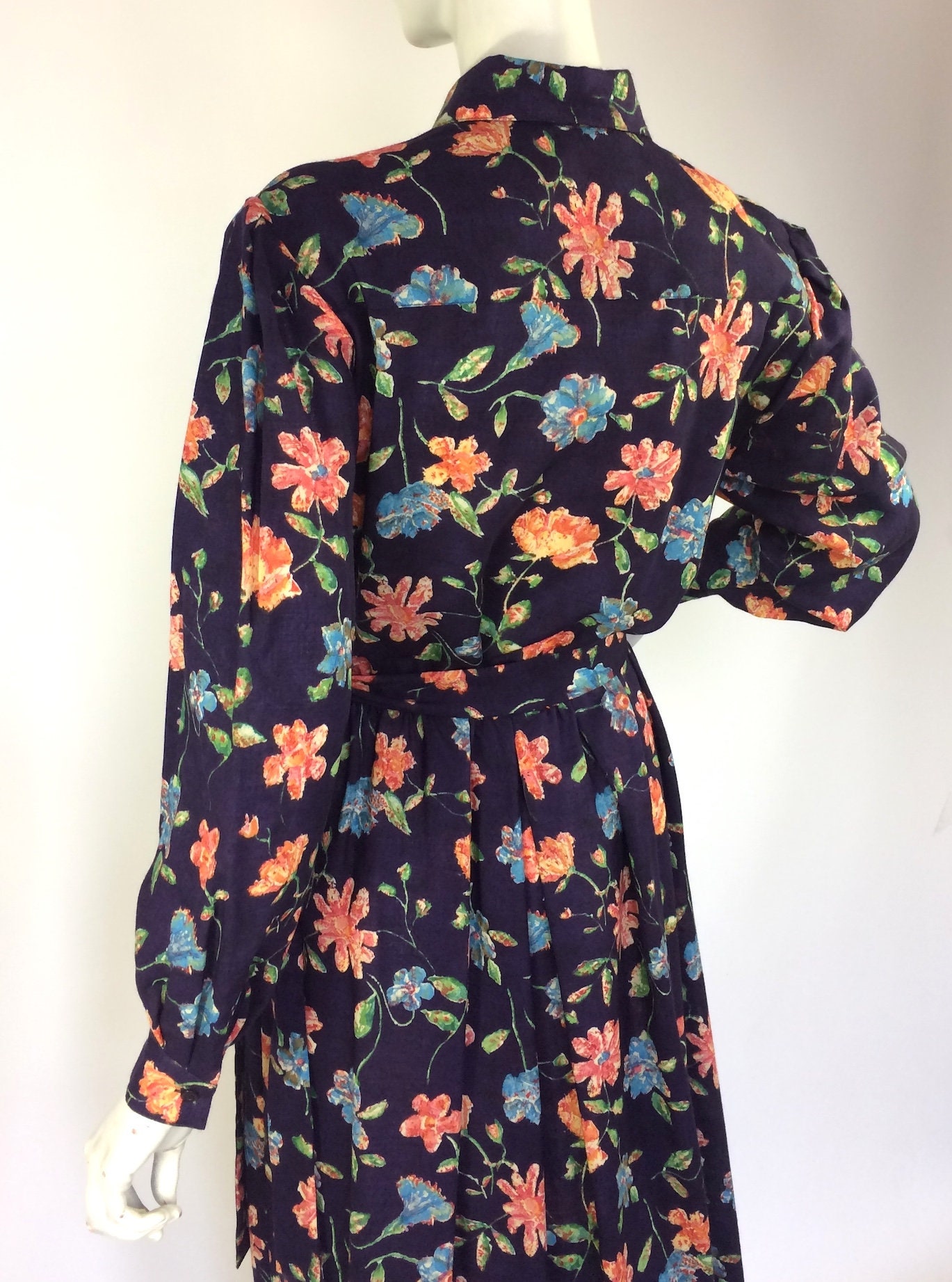 LIBERTY Vintage 1980s Floral Shirt Dress / Pockets / 40s Style - Etsy