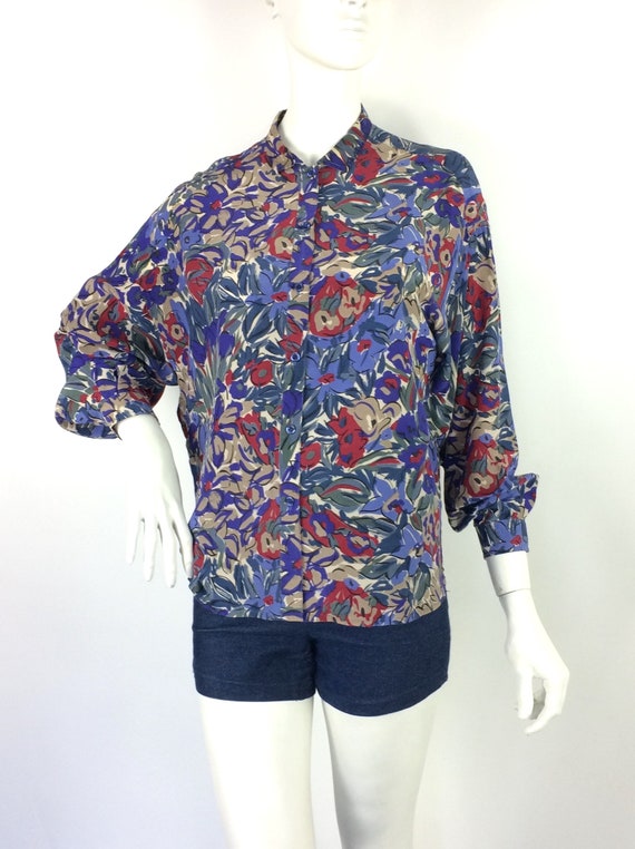 LIBERTY vintage 80s floral print silk blouse / ba… - image 6
