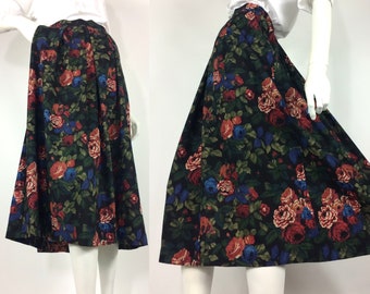 Falda de lana con estampado de rosas vintage de los 80 de LIBERTY / Disfraz de los 40 / Goodwood / Años 50 / Lindy Bop