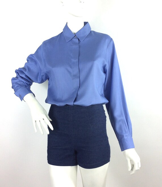 LIBERTY vintage 80s utility silk blouse / workwea… - image 3