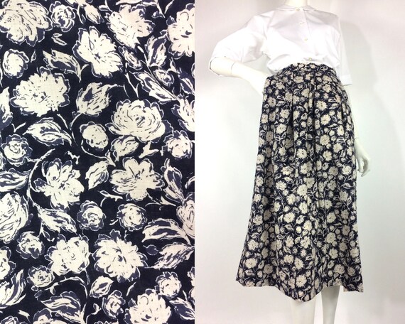 LIBERTY 1980s vintage rose print wool skirt / Libe