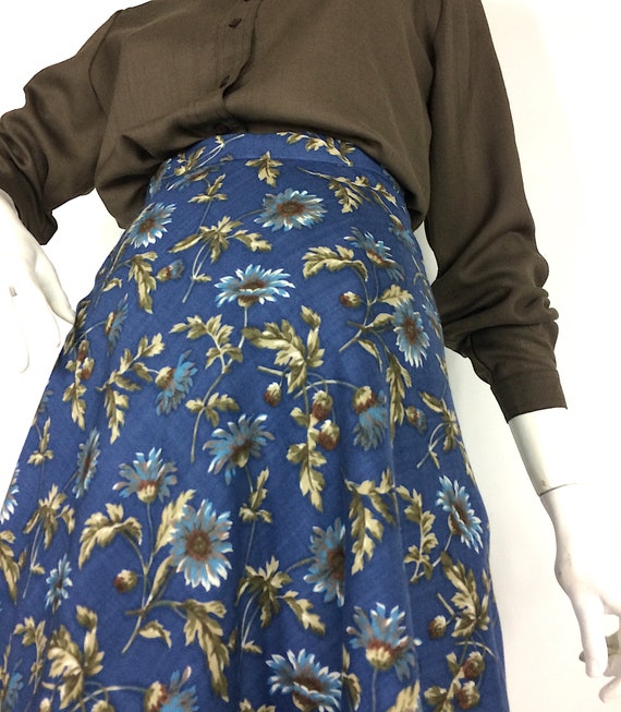 LIBERTY 80s vintage cornflower print wool skirt /… - image 4