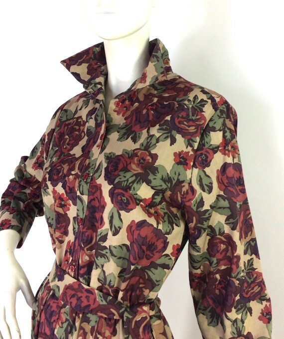 LIBERTY Vintage 80s bold rose print shirt dress /… - image 3