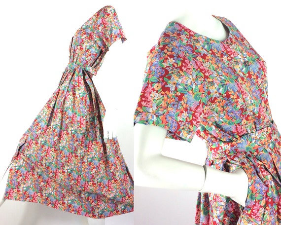 LIBERTY 80s cotton tea dress / tea dress / Vintage