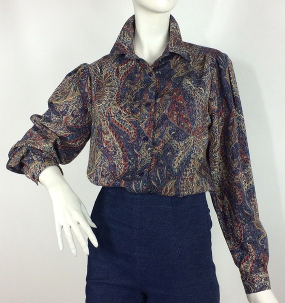 LIBERTY 1980s vintage paisley fine wool blouse /4… - image 2