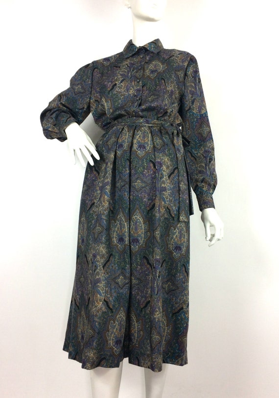 Liberty 80s vintage paisley shirt dress / 40s / 5… - image 5