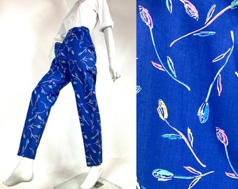 Pantalones vintage Liberty de algodón con estampado floral de los años 80 / años 40 / años 50 / cintura alta / preppy / bolsillos / Reino Unido