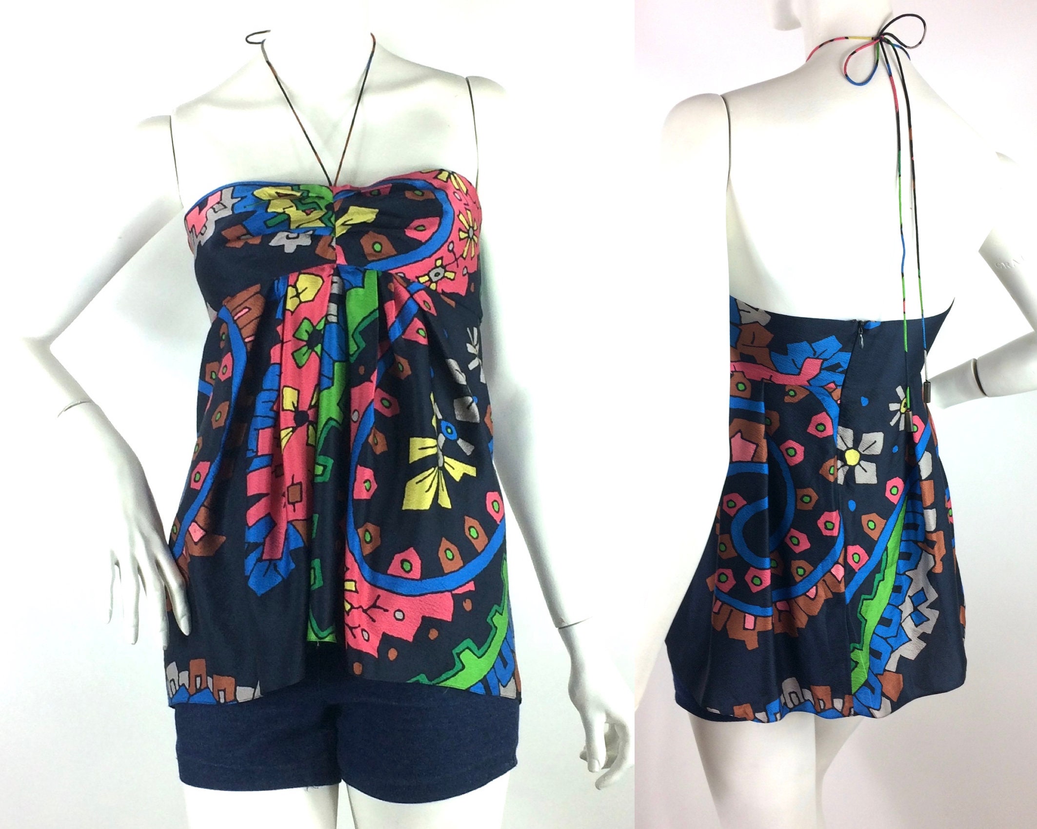 Image of Matthew Williamson Silk Summer Top/Camisole Designer Psychedelic Flutter