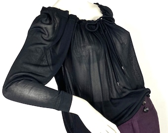 Givenchy Vintage 90s 00s sheer drawstring blouse / top / boho / sexy / designer