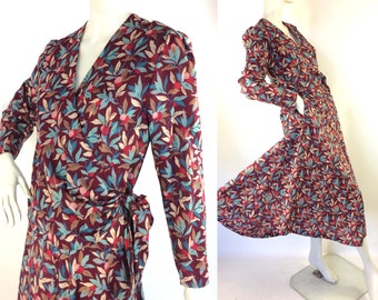 LIBERTY vintage wool wrap dress / vintage 40s style / costume / berries / Goodwood / Made in England UK 12