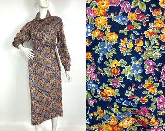 Vestido camisero de algodón Liberty, años 80, estilo "Tana Lawn", con bolsillos, talla 10/12 del Reino Unido