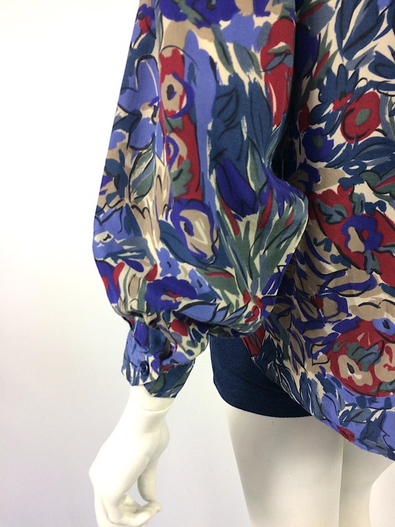 LIBERTY vintage 80s floral print silk blouse / ba… - image 8