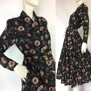 LIBERTY 80s wool shirt dress / vintage 40s style / Goodwood / costume /  Made in England / UK 10