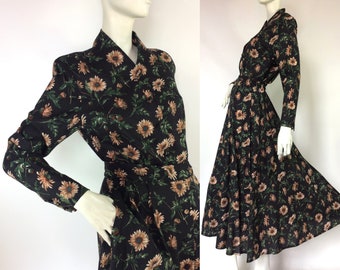 LIBERTY 80s wool shirt dress / vintage 40s style / Goodwood / costume /  Made in England / UK 10