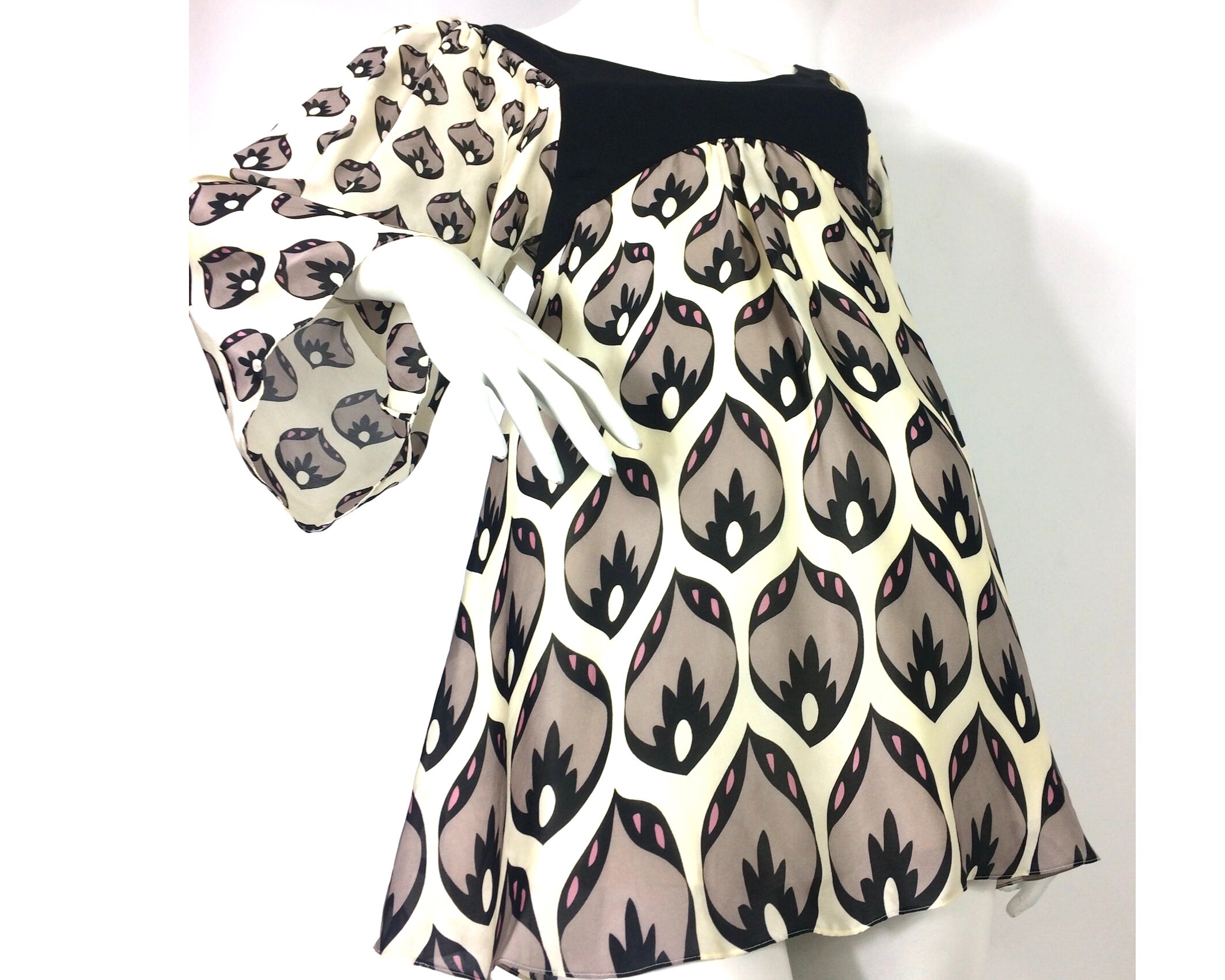 Image of Alice Temperly Silk Mini Dress/Ossie Clark Celia Birtwell S Mod Psychedelic Groovy Posh