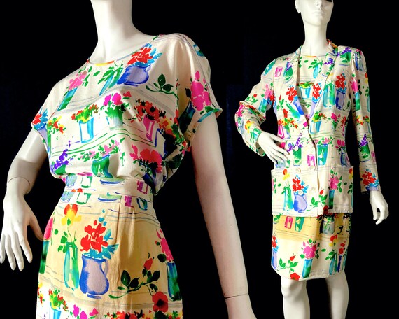 Emmanuel Ungaro 90s vintage floral three piece sk… - image 1