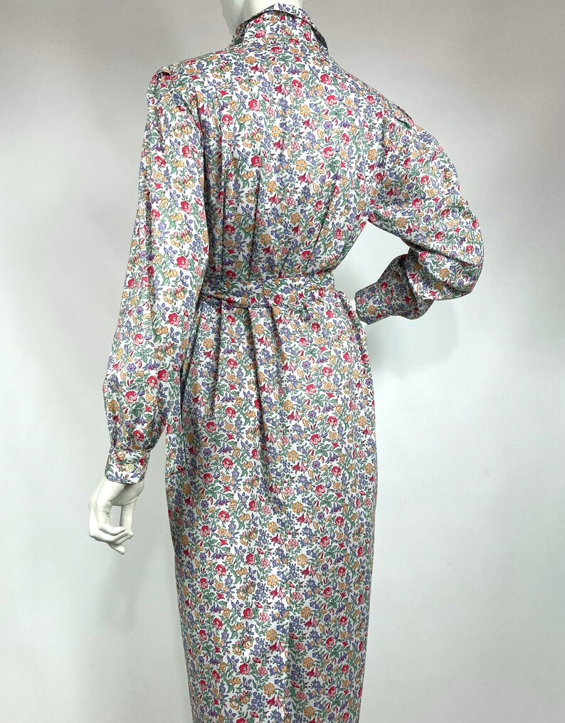 LIBERTY 80s vintage Mamie cotton shirt waister / tea dress / 40s 50s / utility / pockets / UK 10 image 10