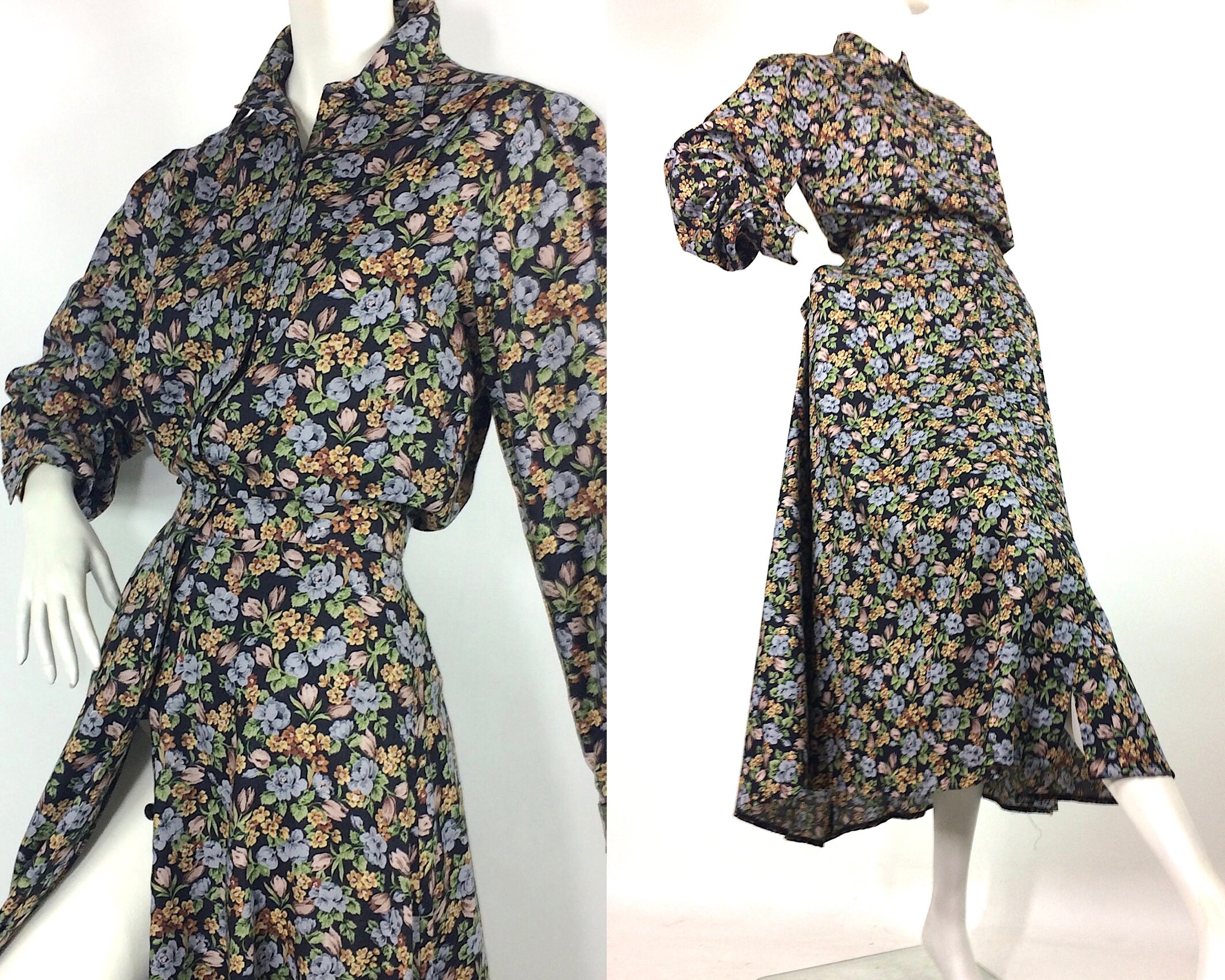 Image of Liberty S Vintage Wool Blouse & Skirt Set/S S Tulips Roses Goodwood Lady Di Crown