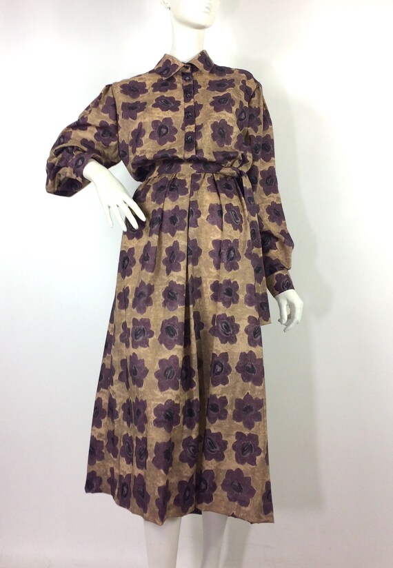 Liberty 80s vintage wool shirt dress / 40s 50s / … - image 4