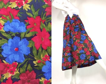 LIBERTY 80s vintage bold flower print wool skirt / 40s costume / Goodwood / Gucci / 50s