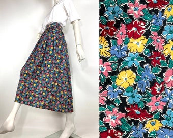 Falda de algodón/lana con estampado floral vintage de los años 80 de LIBERTY, bonita y divertida, años 40, Goodwood, años 50, GUCCI