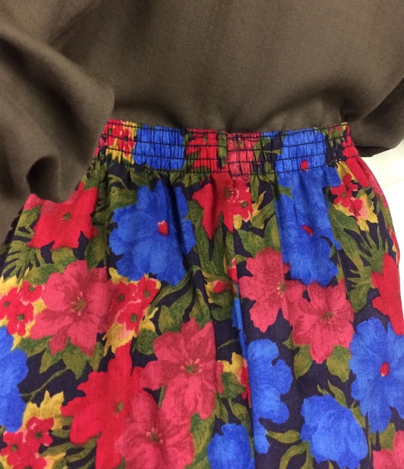 LIBERTY 80s vintage blue red flower print wool sk… - image 7