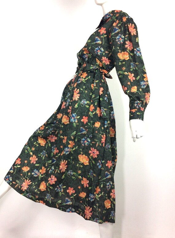 Liberty 80s vintage flower power wool shirt dress… - image 5