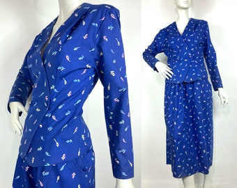 Traje blazer de dos piezas vintage de los años 80 de LIBERTY / traje con falda / años 40 y 50 / preppy / jazzy / elegante
