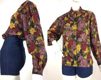 Blusa de lana con estampado floral vintage de los años 80 de LIBERTY / años 40 / estilo disfraz / años 50 / Goodwood / UK 14
