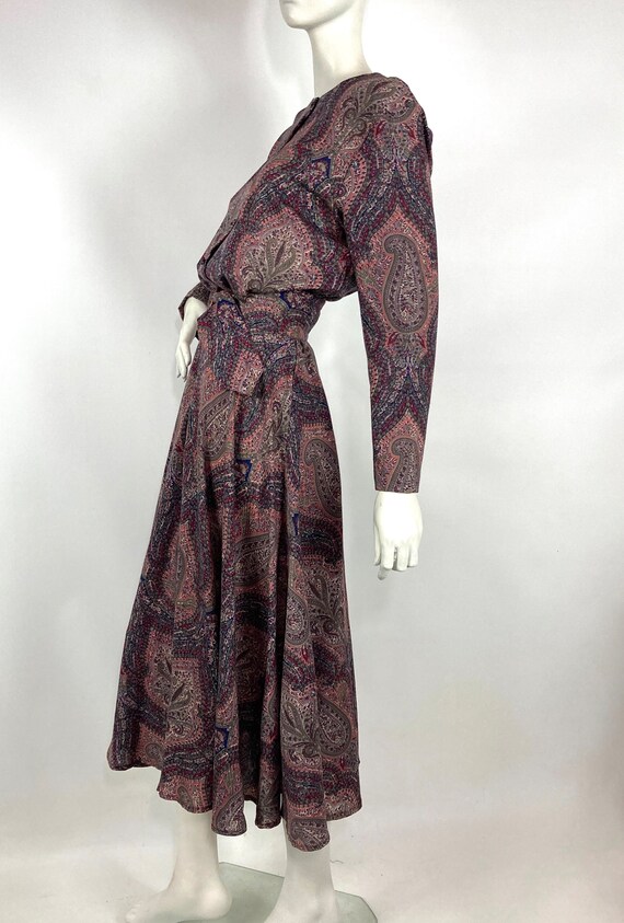 LIBERTY 80s vintage paisley wool dress / vintage … - image 3