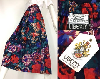 Falda de lana con estampado floral llamativo de los años 80 de LIBERTY / Traje de los años 40 / Goodwood / Gucci / Años 50