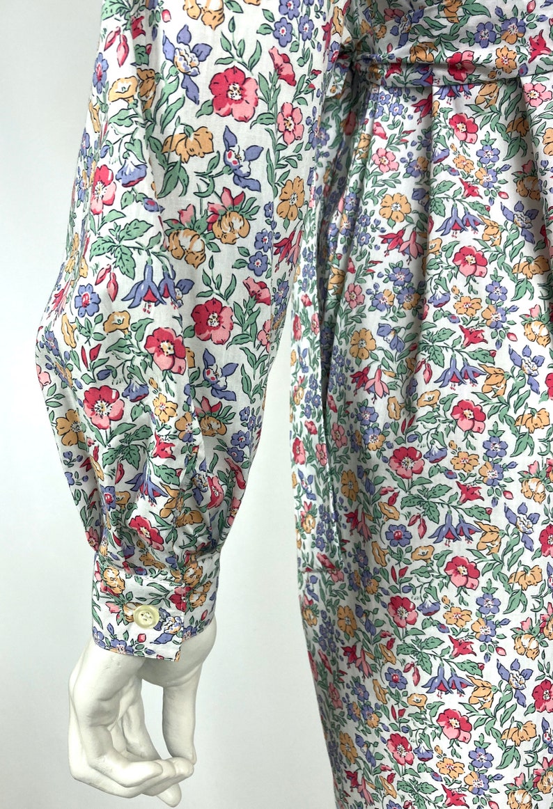 LIBERTY 80s vintage Mamie cotton shirt waister / tea dress / 40s 50s / utility / pockets / UK 10 image 7
