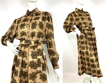 Liberty 80s vintage sunflower print shirt dress / 40s / 50s / pockets / Tea dress