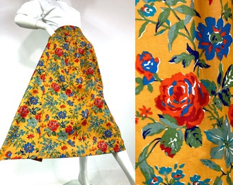 Falda vintage de algodón con estampado floral de los años 80 de Liberty / años 40 / años 50 / estilo preppy / Goodwood / UK 6/8