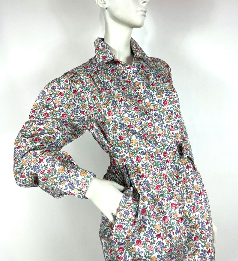 LIBERTY 80s vintage Mamie cotton shirt waister / tea dress / 40s 50s / utility / pockets / UK 10 image 2