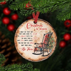 Christmas In Heaven - Empty Chair Ornament - Sympathy Gift - Personalized Ornament - Remembrance Gift