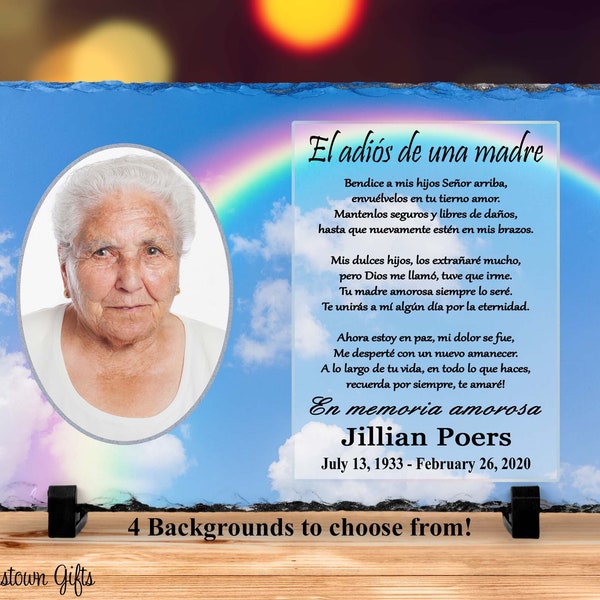 Loss of Mom Plaque, El adiós de una madre, Spanish Loss Of Mother Sympathy Gift