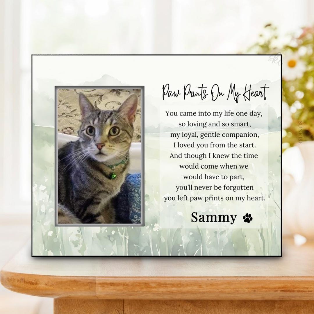 Personalized Pet Memorial Frame With Paw Prints | Sympathy Gift for ...