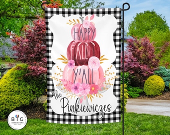 Fall Garden Flag | Breast Cancer Awareness | Pink Pumpkin Garden Flag | Awareness Flag | Personalized garden flag