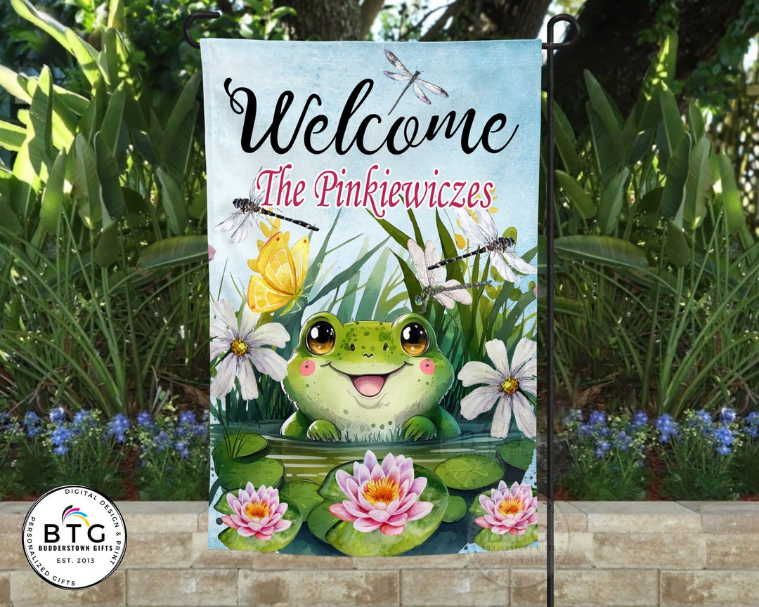 Personalized Frog Garden Flag Custom Garden Flag Frogs Etsy