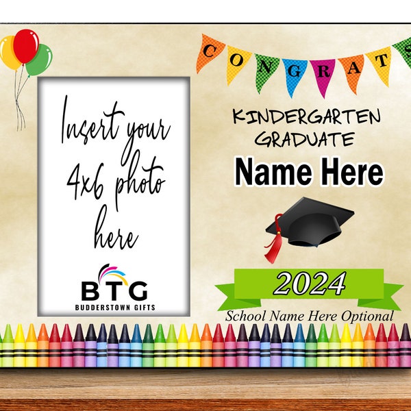 Personalized Kindergarten Graduation Frame: 4x6 Photo Gift