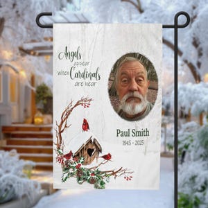 Cardinal Memorial Garden Flag | Christmas Sympathy Gift | 12x18 Polyester