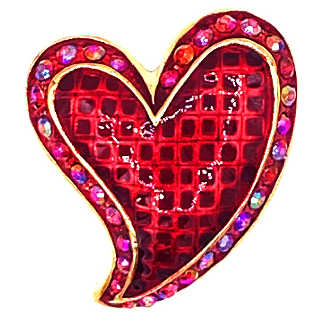 Broche Deux Cœurs Style Fabergé – Strass Doré, Cadeau Saint-Valentin
