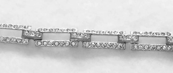 Vintage Art Deco Paste Link Flapper Bracelet Silv… - image 2