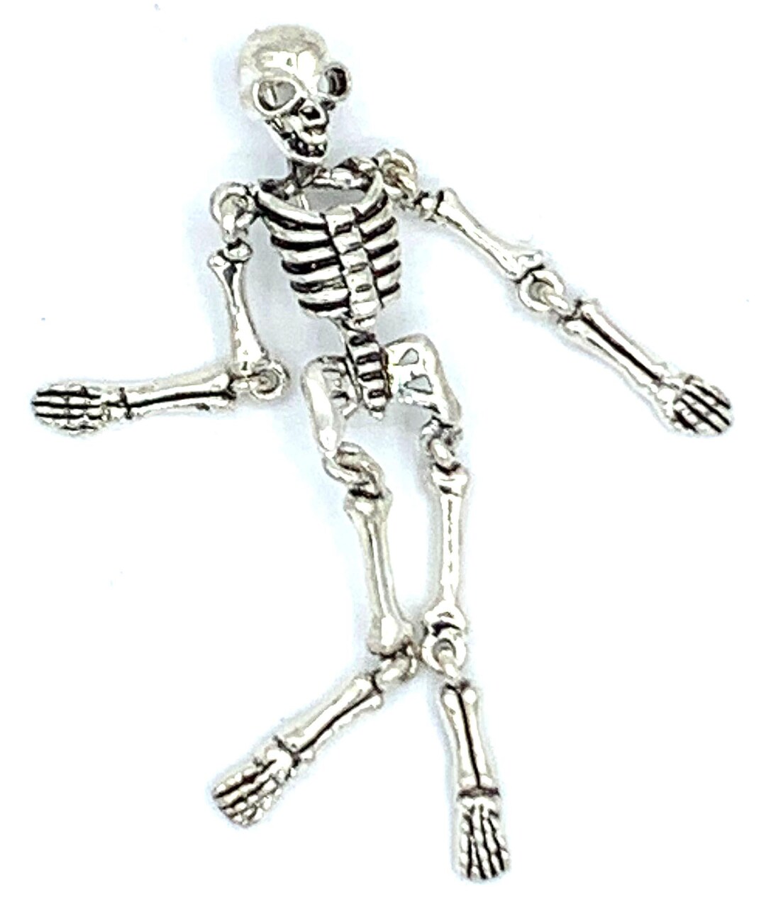 Vintage Halloween Skeleton Pin Brooch Moveable Jointed Silver Tone - Etsy