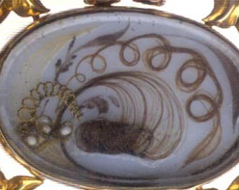 14K Gold Victorian Mourning Pin Brooch with Hair Picture & Seed Pearls - Special!