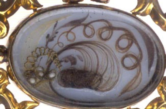 14K Gold Victorian Mourning Pin Brooch with Hair Picture & Seed Pearls - Special!